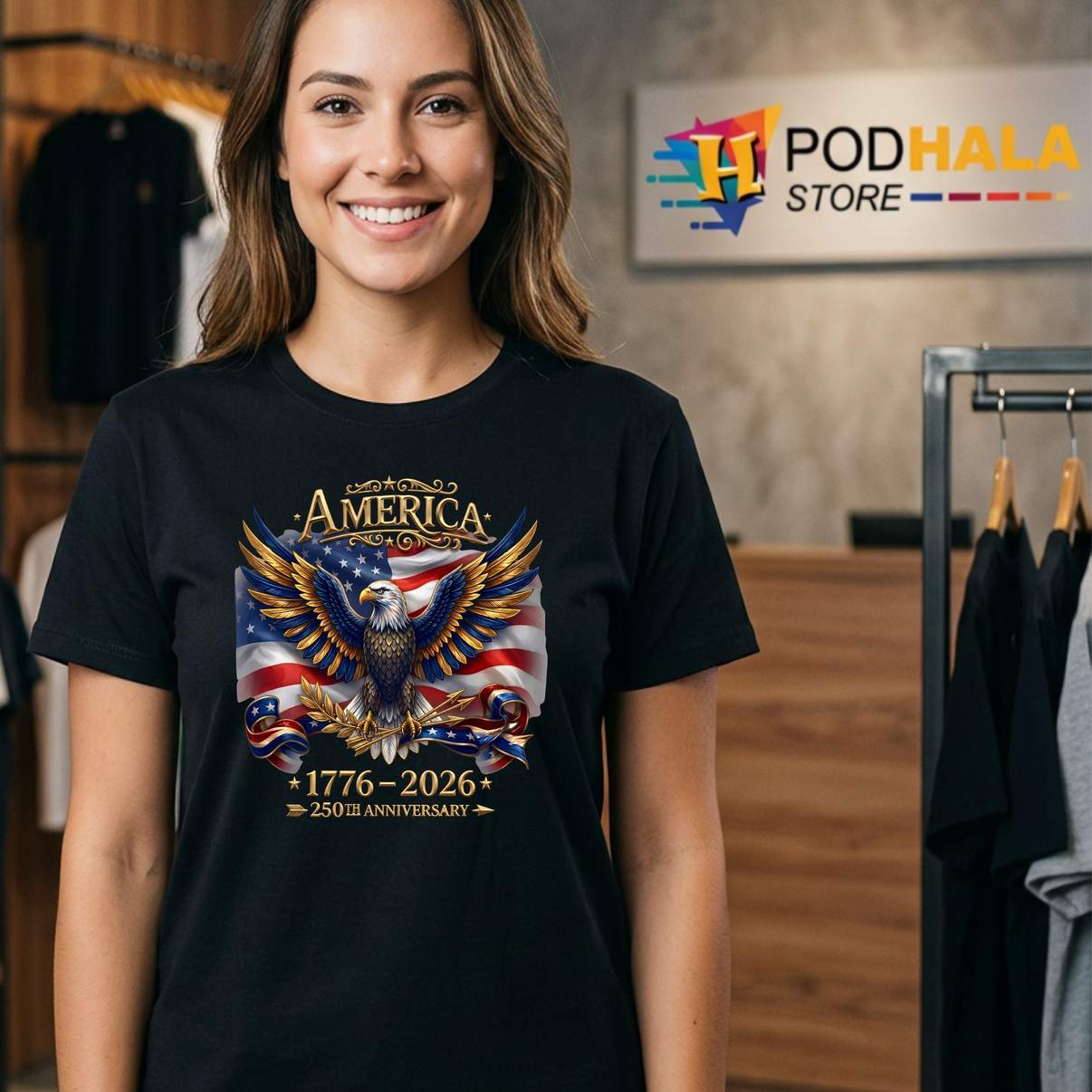 America 250th Anniversary Tshirt Patriotic Eagle USA Flag 1776 2026 Graphic America 250th Anniversary Tshirt Patriotic Eagle USA Flag 1776 2026 Graphic
