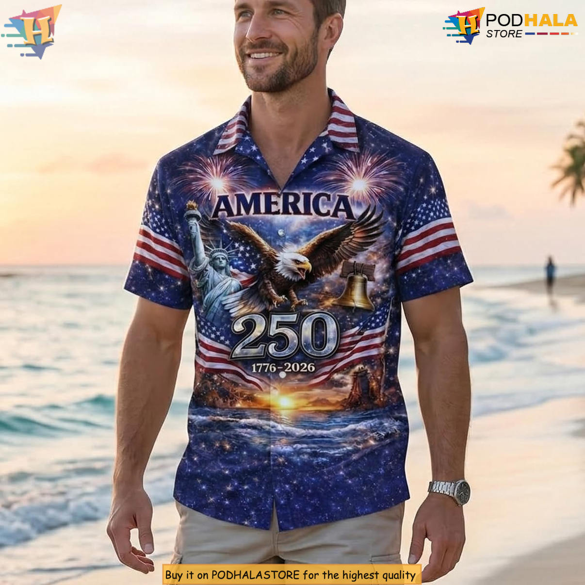 American Eagle Flag Patriotic Hawaiian Shirt 2026 250th Anniversary Apparel