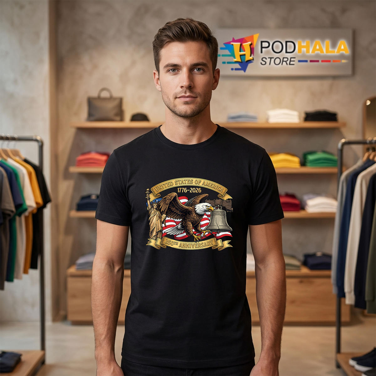 American Flag Patriotic 250 Years Shirt 2026 Anniversary USA 4th Of July Gift