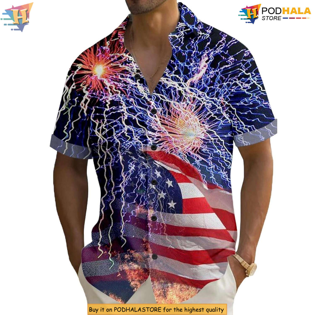 American Flag Patriotic Mens Hawaiian Shirt 2026 250th Anniversary Fan Gear
