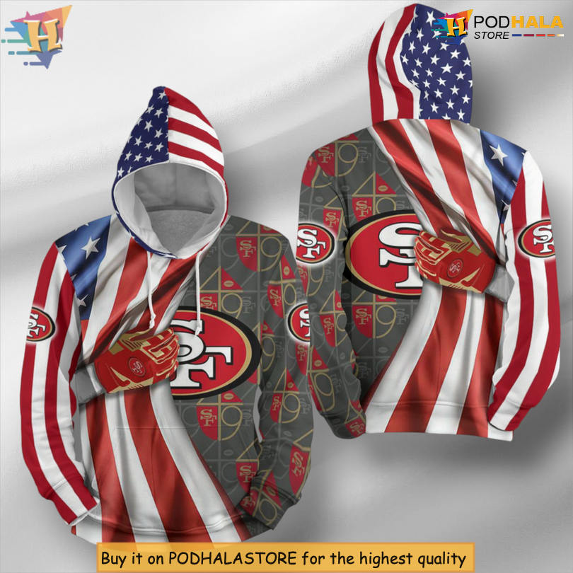 American Flag Pattern 3D San Francisco 49ers Hoodie Sweatshirt Patriotic American Flag Pattern 3D San Francisco 49ers Hoodie Sweatshirt Patriotic