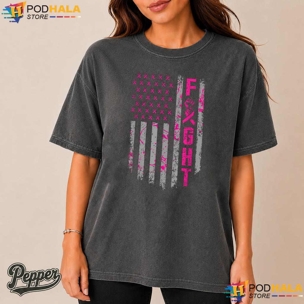 American Flag Pink Ribbon Comfort Colors Shirt Fight Breast Cancer American Flag Pink Ribbon Comfort Colors Shirt Fight Breast Cancer
