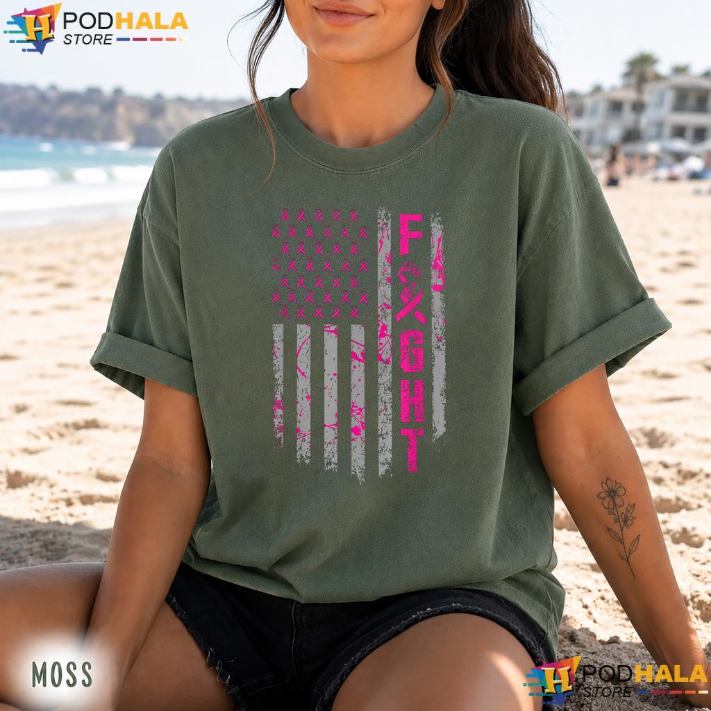 American Flag Pink Ribbon Comfort Colors Tshirt Fight Breast Cancer American Flag Pink Ribbon Comfort Colors Tshirt Fight Breast Cancer