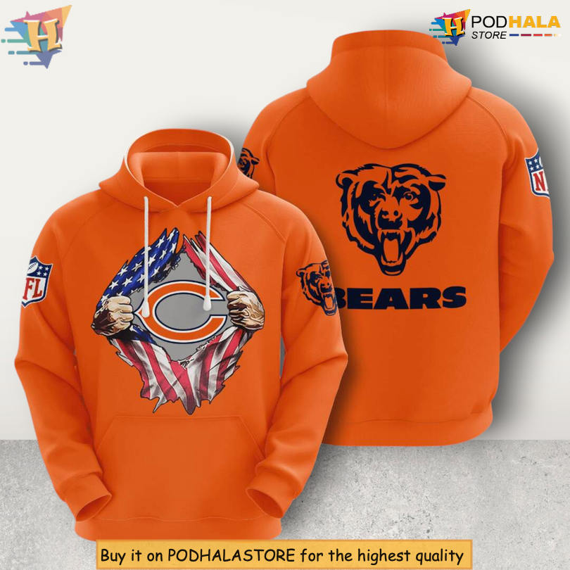 American Flag Ripper Style Chicago Bears Zip Up Hoodie Patriotic Sportswear American Flag Ripper Style Chicago Bears Zip Up Hoodie Patriotic Sportswear