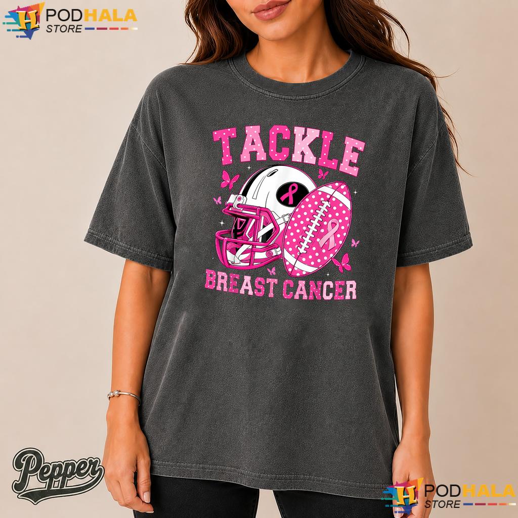 American Football Game Day Comfort Colors Tshirt Tackle Pink Breast American Football Game Day Comfort Colors Tshirt Tackle Pink Breast