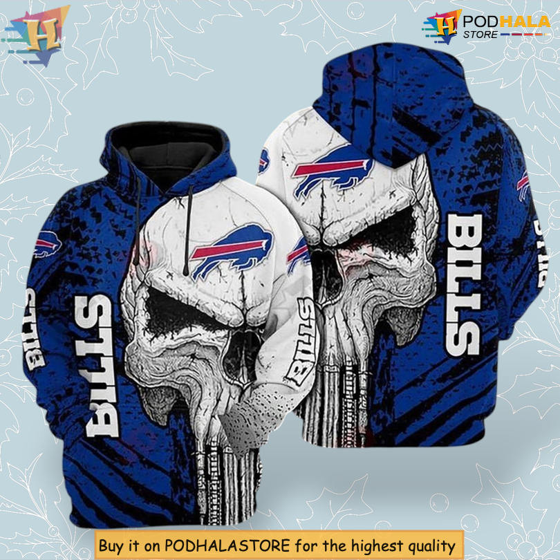 American Football Skull Art Buffalo Bills Hoodie 3D All Over Print Design
