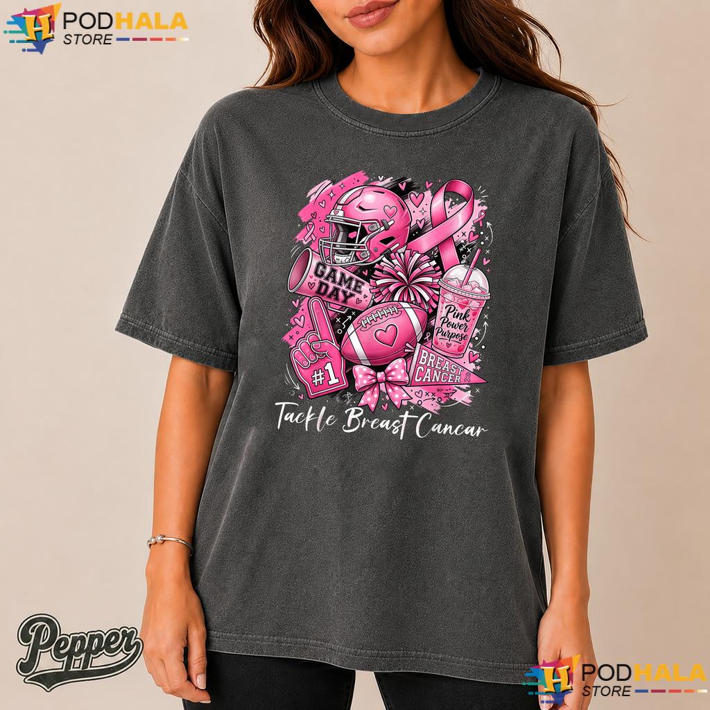 American Football Tackle Pink Comfort Colors T-Shirt Breast Cancer Ribbon American Football Tackle Pink Comfort Colors T-Shirt Breast Cancer Ribbon