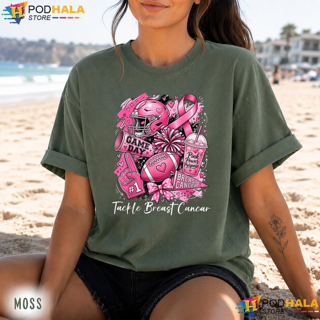 American Football Tackle Pink Comfort Colors Tee Breast Cancer Ribbon American Football Tackle Pink Comfort Colors Tee Breast Cancer Ribbon