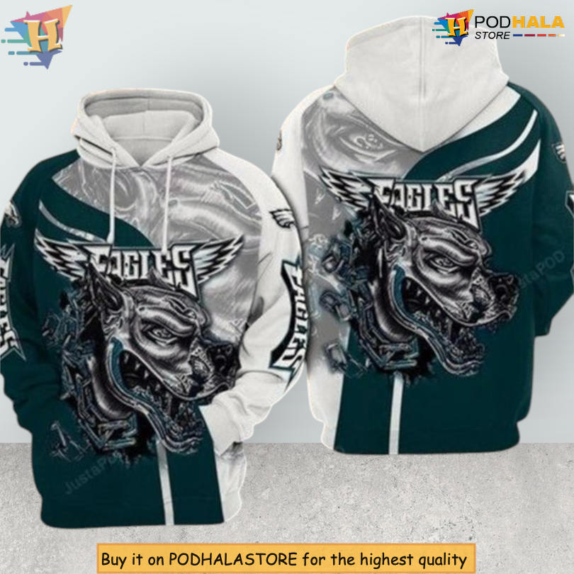 American Pit Bull Terrier Artwork Philadelphia Eagles 3D Hoodie NFL Football