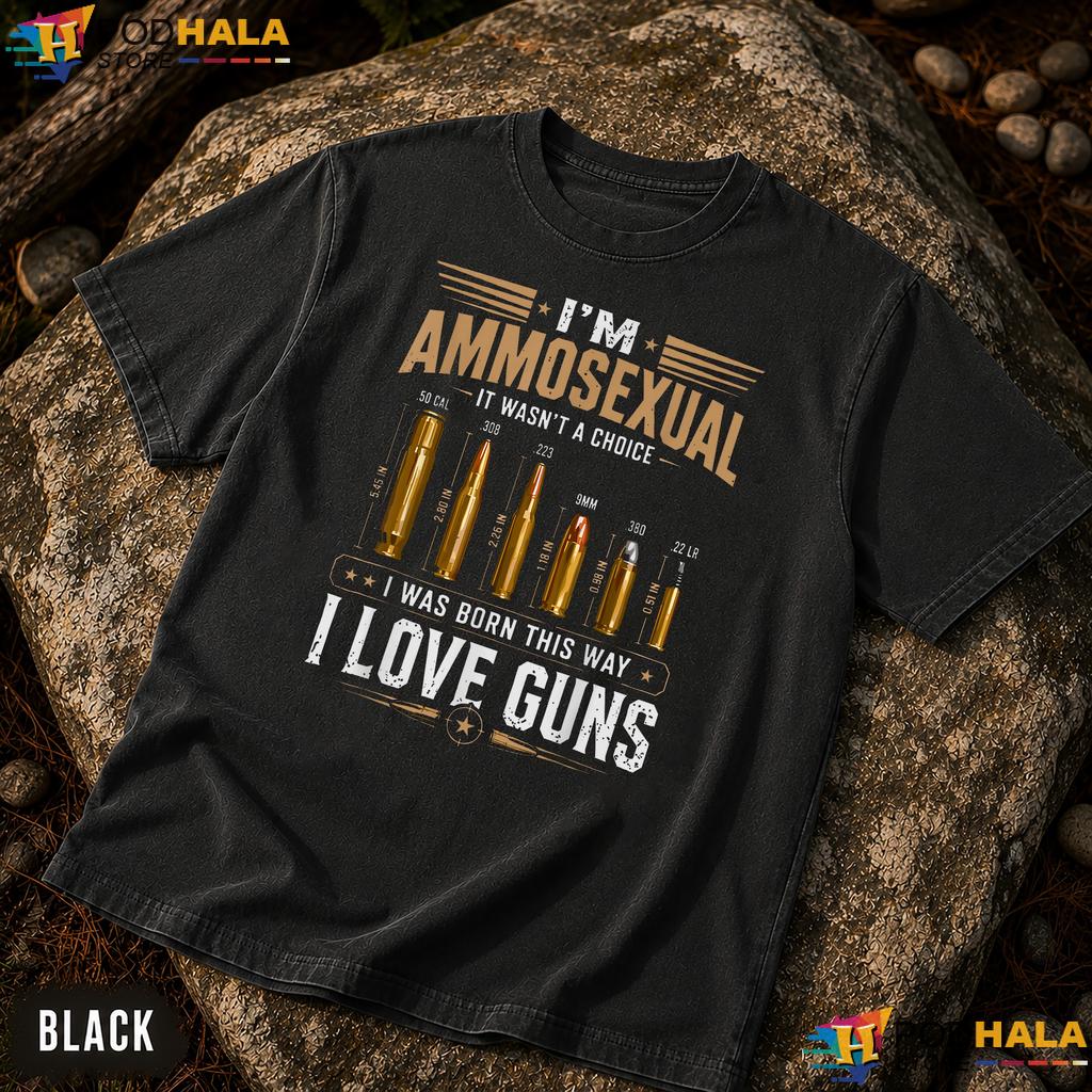 Ammosexual Born This Way Comfort Colors T-Shirt USA Flag Gun Lover Apparel
