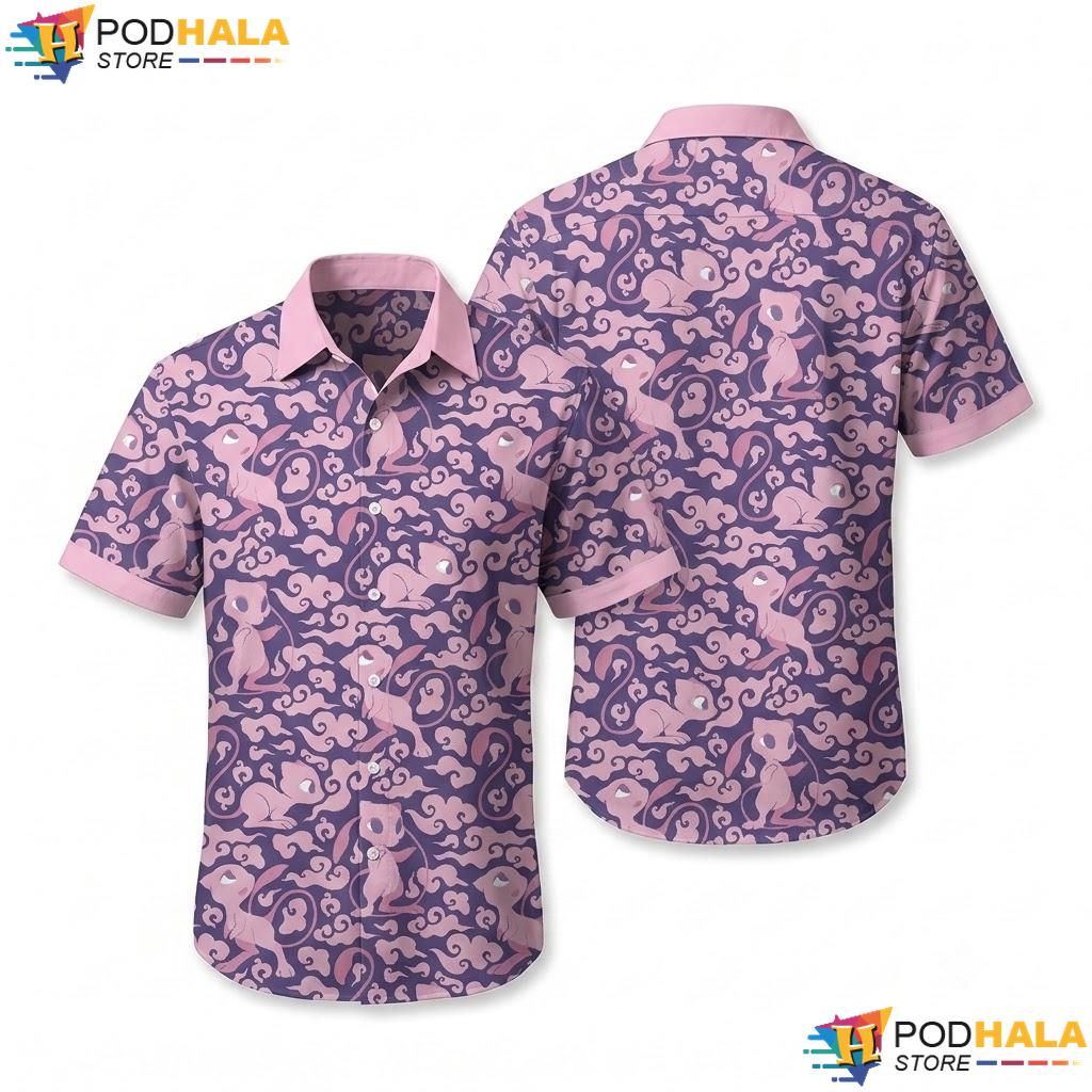 Ancient Mew Pattern Hawaiian Shirt Cute Pink Cloud Kawaii Summer Top