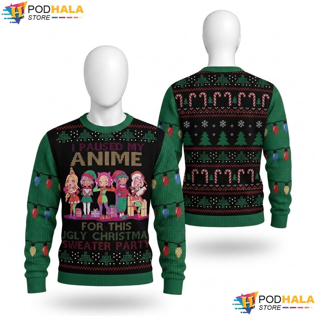 Anime Funny Ugly Christmas Sweater Party Teen Festive Holiday Top