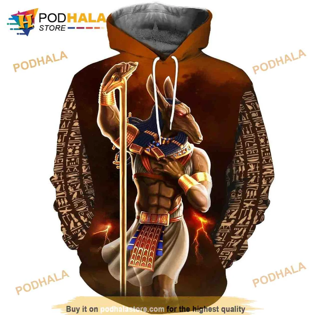 Anubis Egyptian God 3d Hoodie With Vibrant Design And Mystical Patterns
