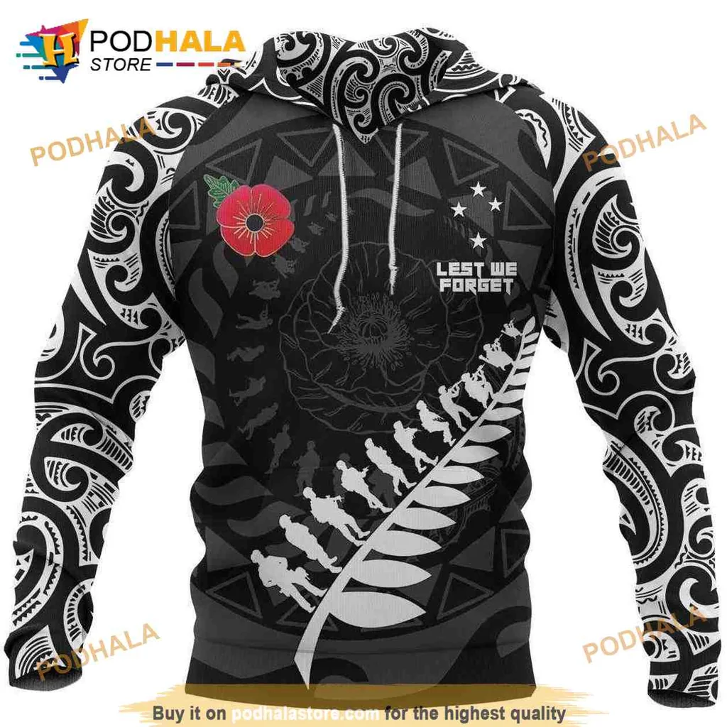 Anzac Remembrance 3d Hoodie With Soldiers And Lest We Forget Design