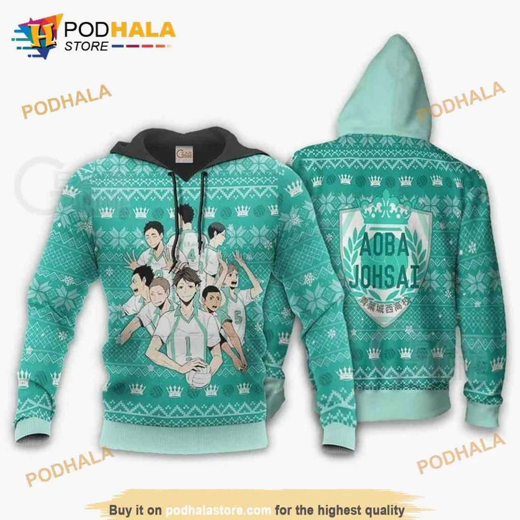 Aoba Johsai Volleyball 3d Hoodie With Festive Design And Characters