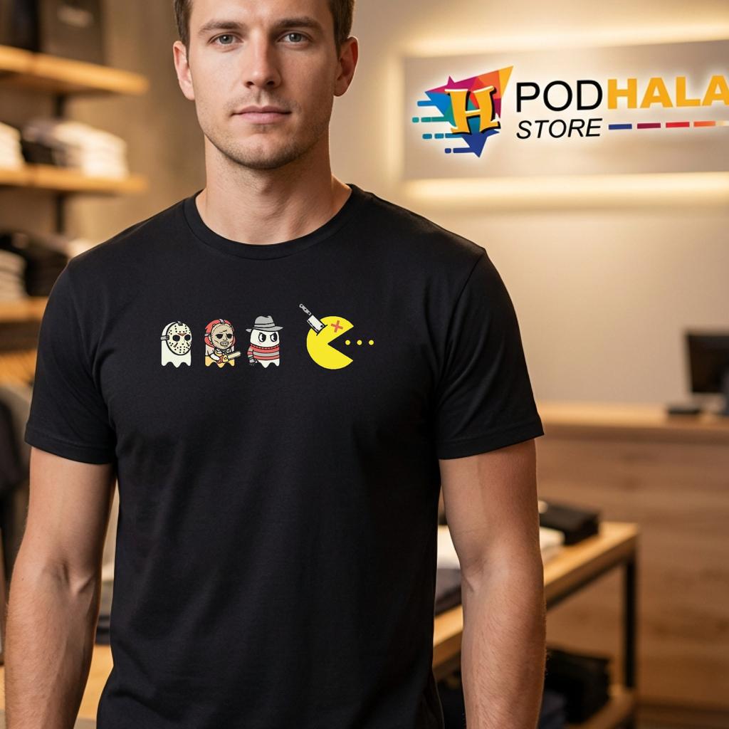 Arcade Game Horror Movie Ghosts T-Shirt Halloween Costume Mens Top