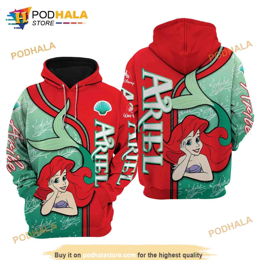 Ariel The Mermaid 3d Hoodie With Vibrant Cartoon Design