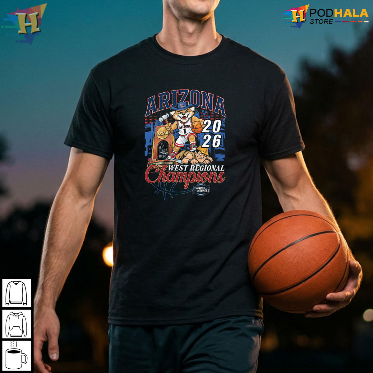 Arizona 2026 NCAA March Madness West Regional Champions Basketball Tee for Fans