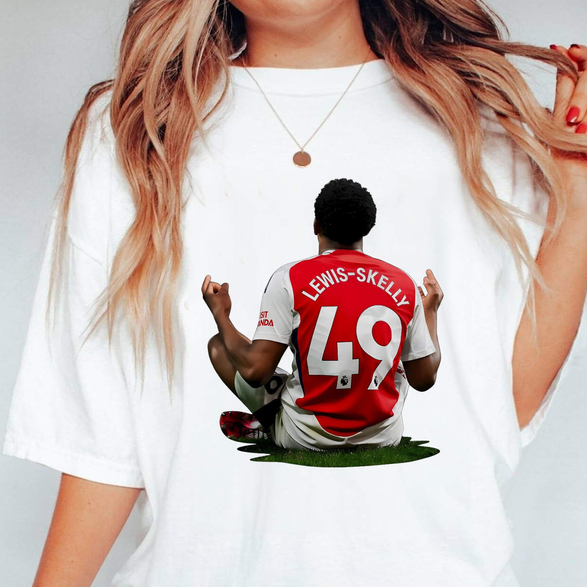 Arsenal FC Myles Lewis Skelly Shirt 49 Sitting Soccer Sports Fan Graphic Art