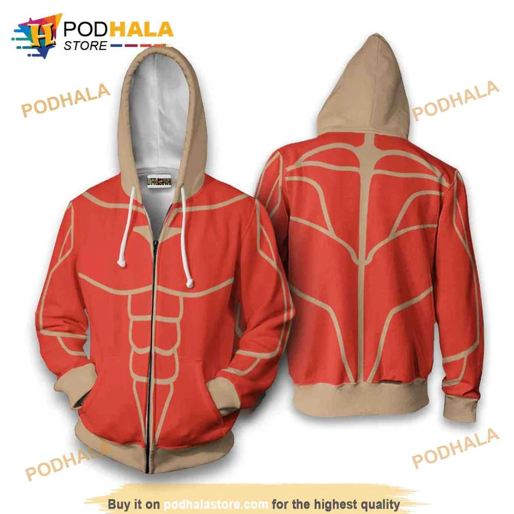 Attack On Titan 3d Hoodie With Muscular Anatomy Design
