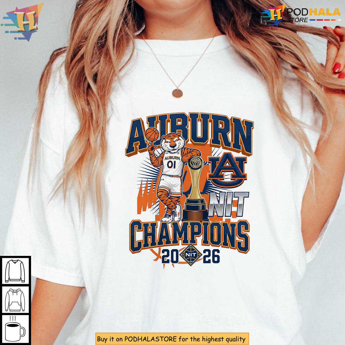Aubie the Tiger Auburn 2026 NIT Champions NCAA Basketball T-Shirt College Fans;