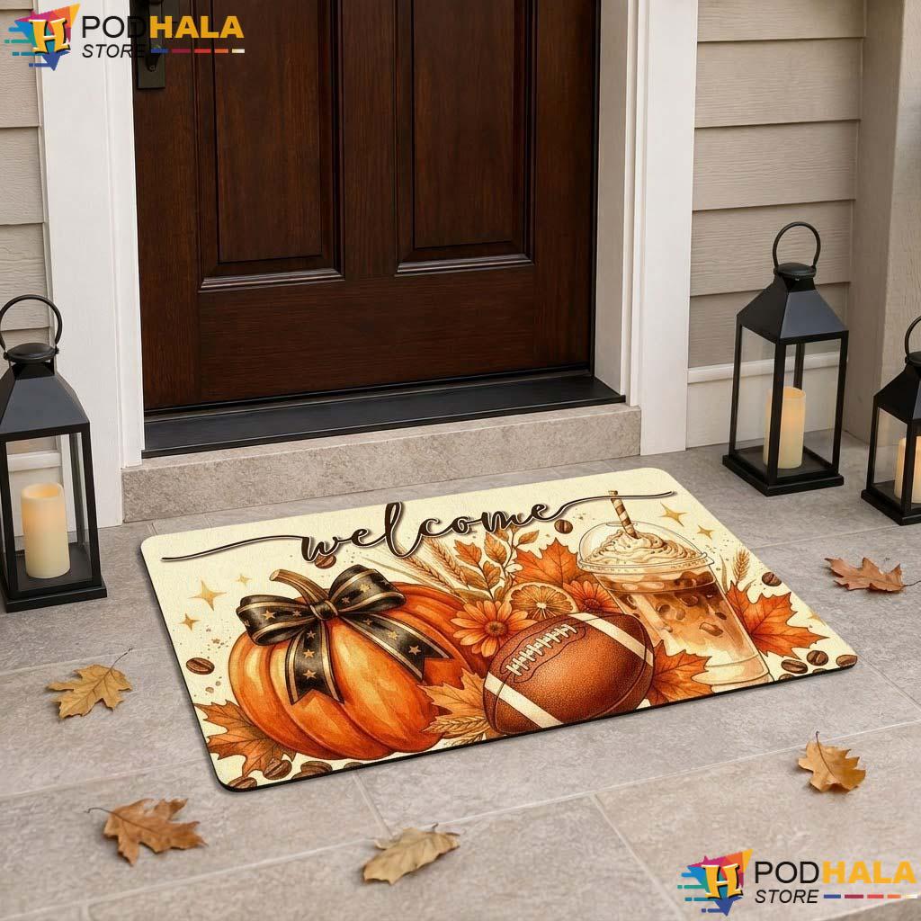 Autumn Pumpkin Spooky Doormat Cheerful Fall Leaf Halloween Entrance Rug - View 1 Autumn Pumpkin Spooky Doormat Cheerful Fall Leaf Halloween Entrance Rug - View 1