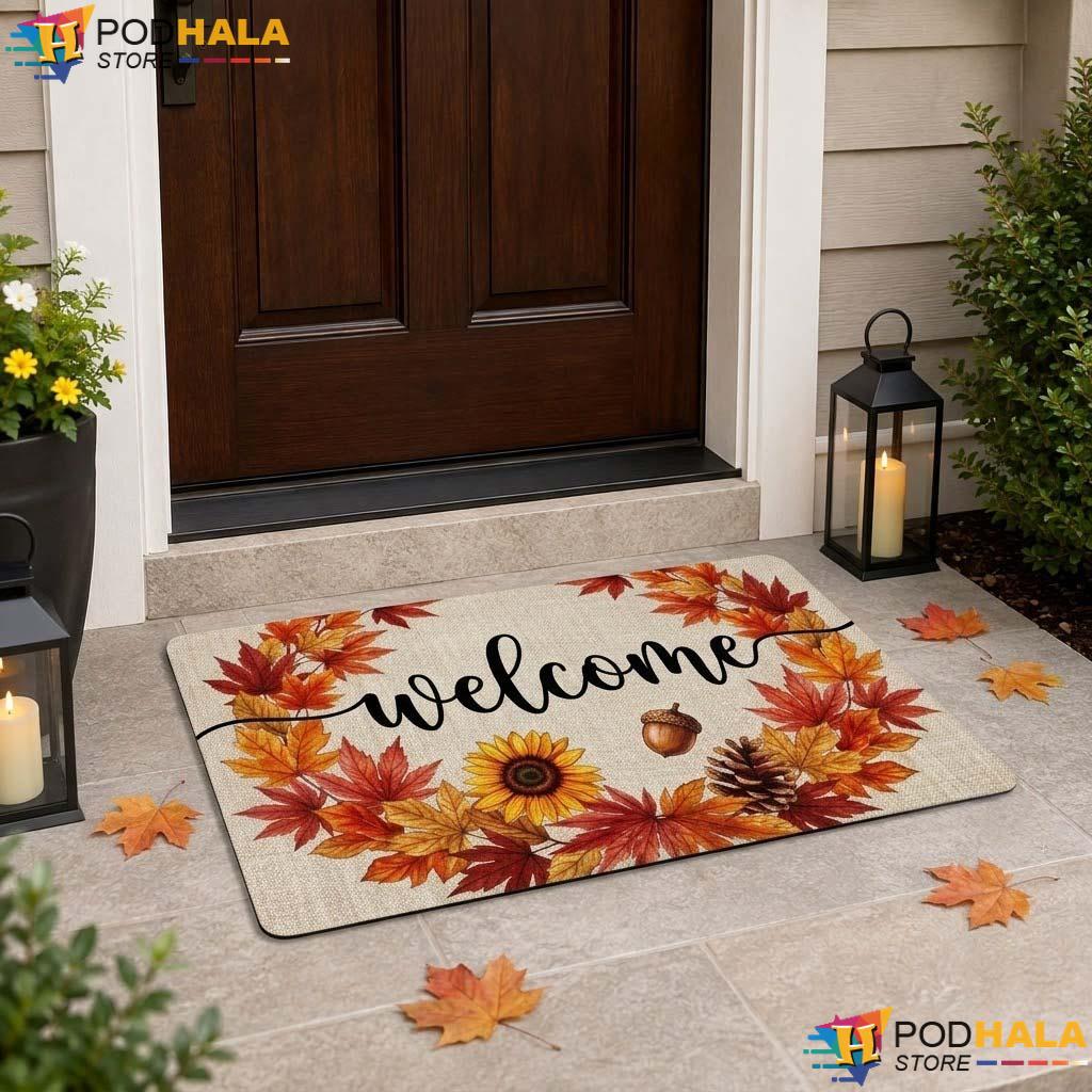 Autumn Sunflower Welcome Doormat Vibrant Fall Leaf Entryway Rug Home Decor - View 1 Autumn Sunflower Welcome Doormat Vibrant Fall Leaf Entryway Rug Home Decor - View 1