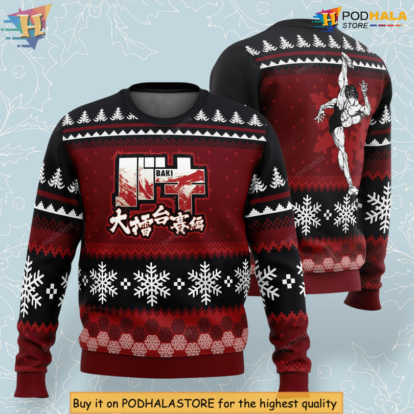 Axe Kick Baki Martial Arts Anime Fighting Pose Limited Edition Unisex Christmas Sweater