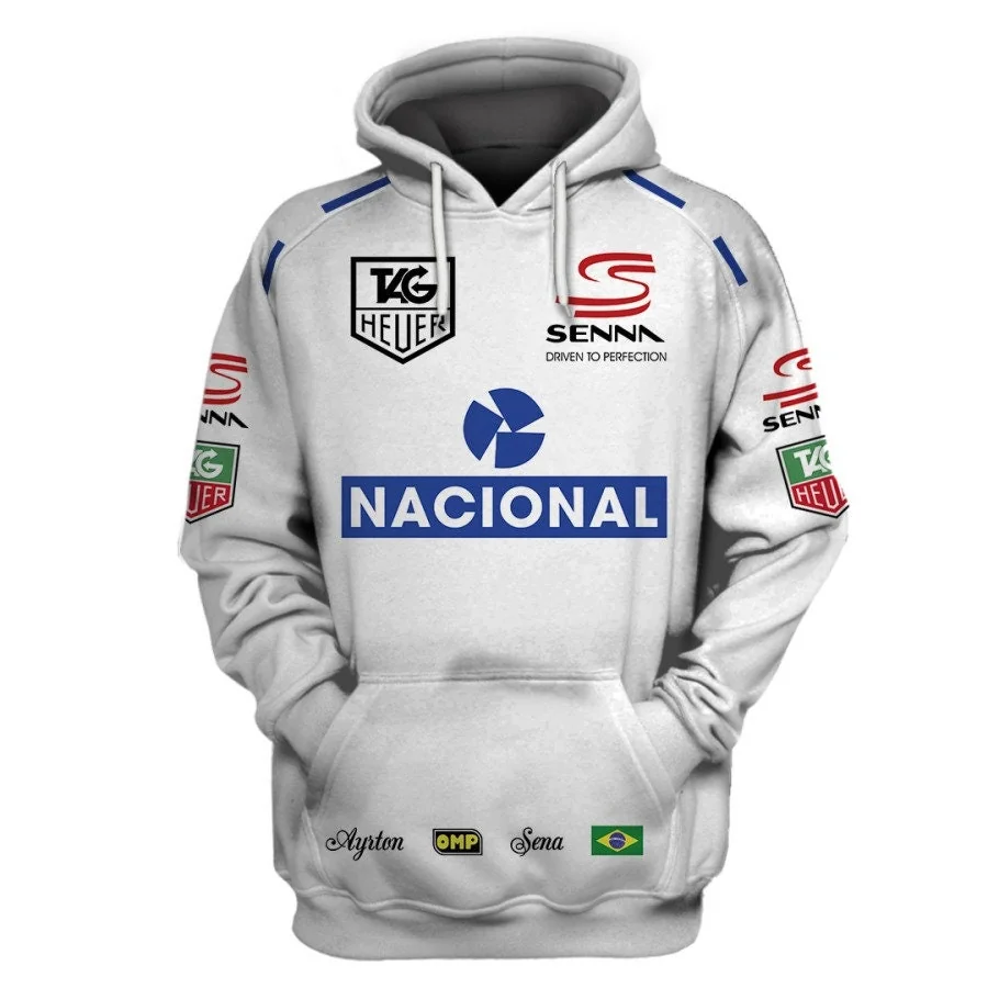 Ayrton Senna Tag Heuer 3d Hoodie With Nacional Design
