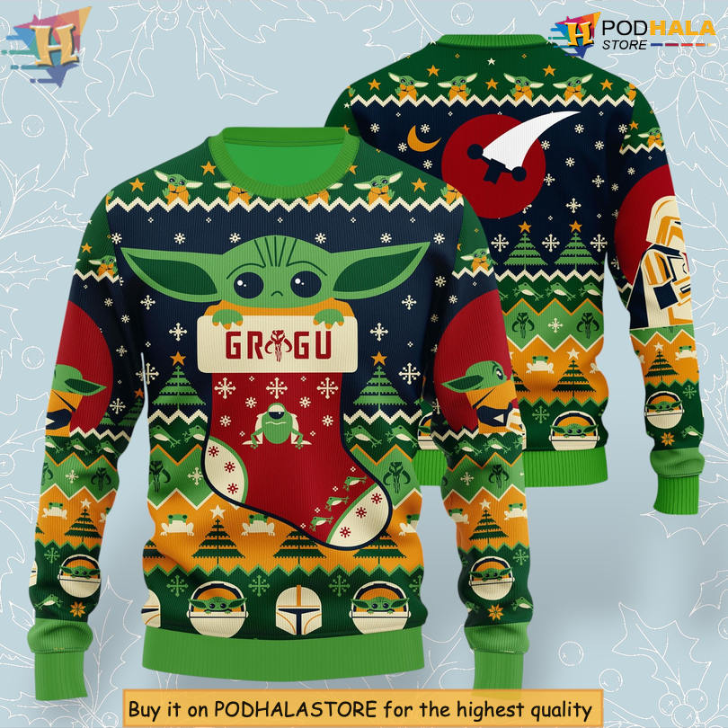 Baby Yoda Galaxy Space Theme Cute Character Fans Edition Wool Christmas Sweater