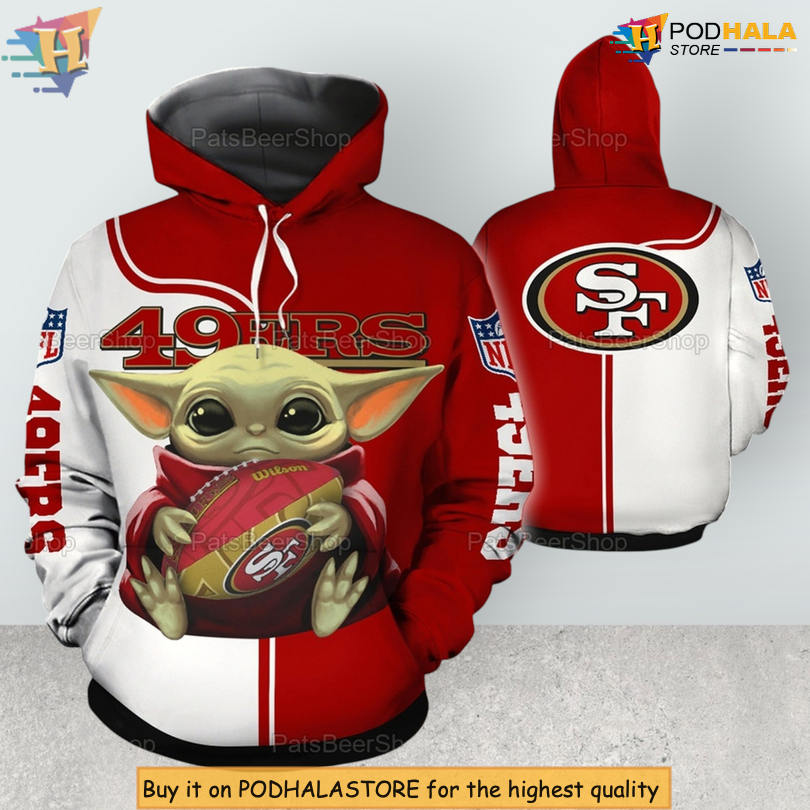 Baby Yoda Theme 3D SF 49ers Custom Name Hoodie All Over Print Edition