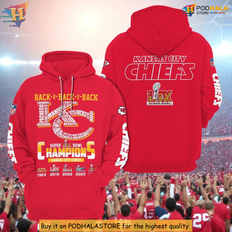 Back 2 Back 2 Back Champions Retro Kansas City Chiefs Hoodie, Football Edition