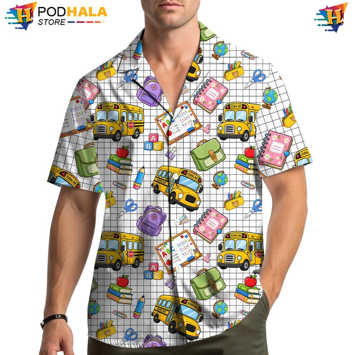 Back To School Fire Aloha Shirt Mens Casual Summer Beach Button Down Outfit