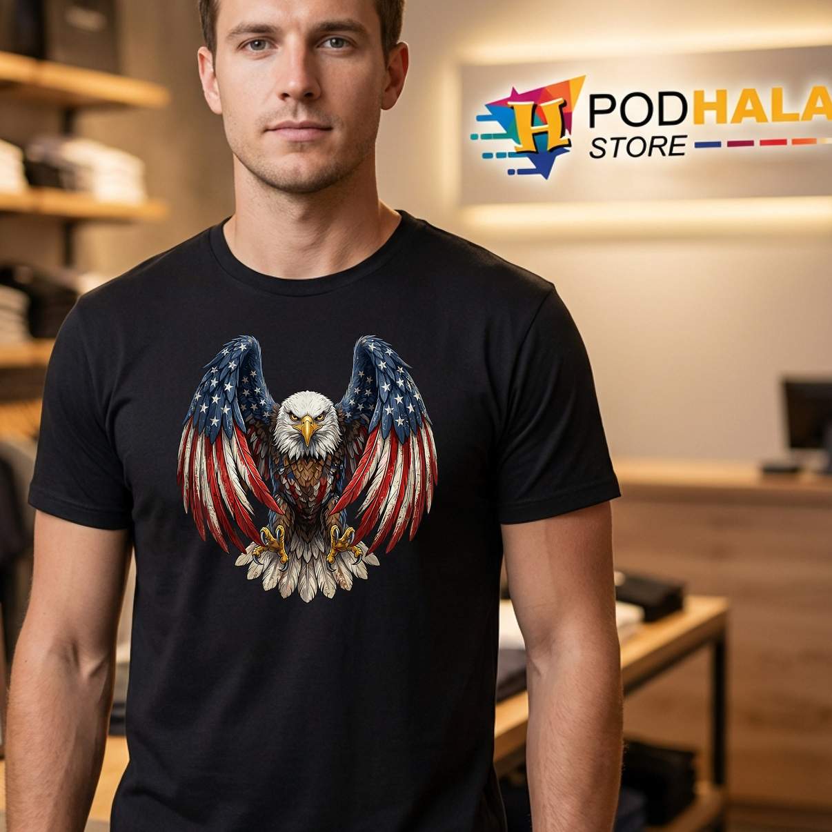 Bald Eagle American Flag Shirt Fourth Of July Patriotic USA Apparel