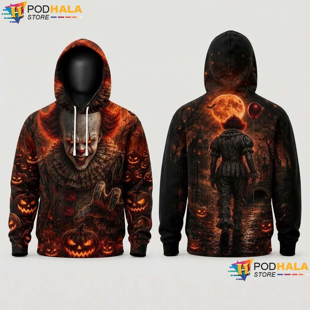 Balloon Halloween All Over Print Hoodie Pennywise IT Clown Haunted House
