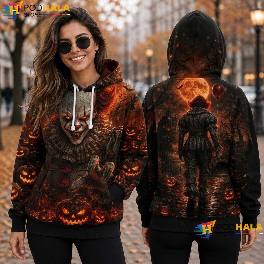 Balloon Halloween 3D Hoodie Pennywise IT Clown Haunted House Balloon Halloween 3D Hoodie Pennywise IT Clown Haunted House