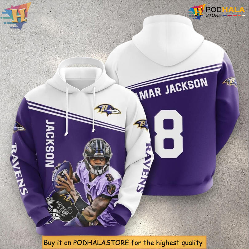 Baltimore Ravens Full Print Hoodie Lamar Jackson 8 Legend 3D Zip Up NFL Edition Baltimore Ravens Full Print Hoodie Lamar Jackson 8 Legend 3D Zip Up NFL Edition