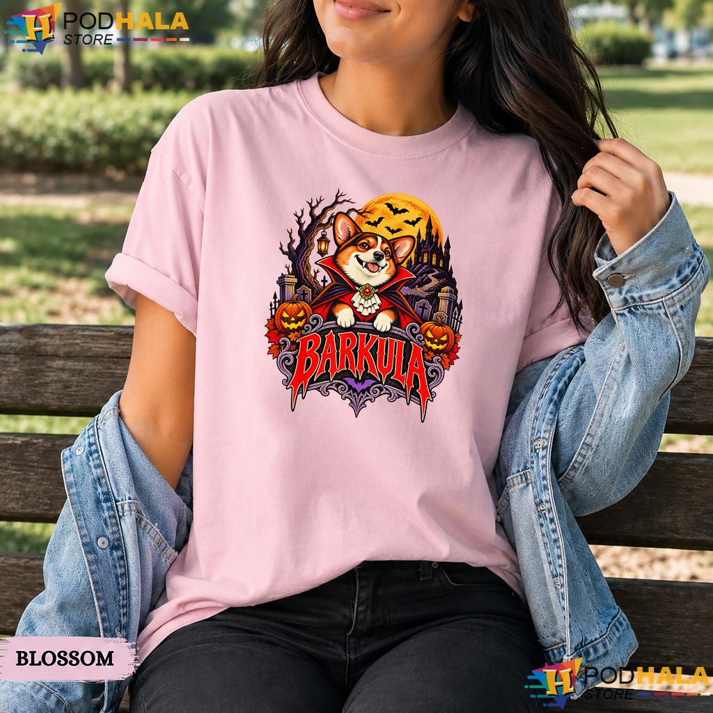 Barkula Corgi Vampire Comfort Colors T-Shirt Funny Halloween Dog Top