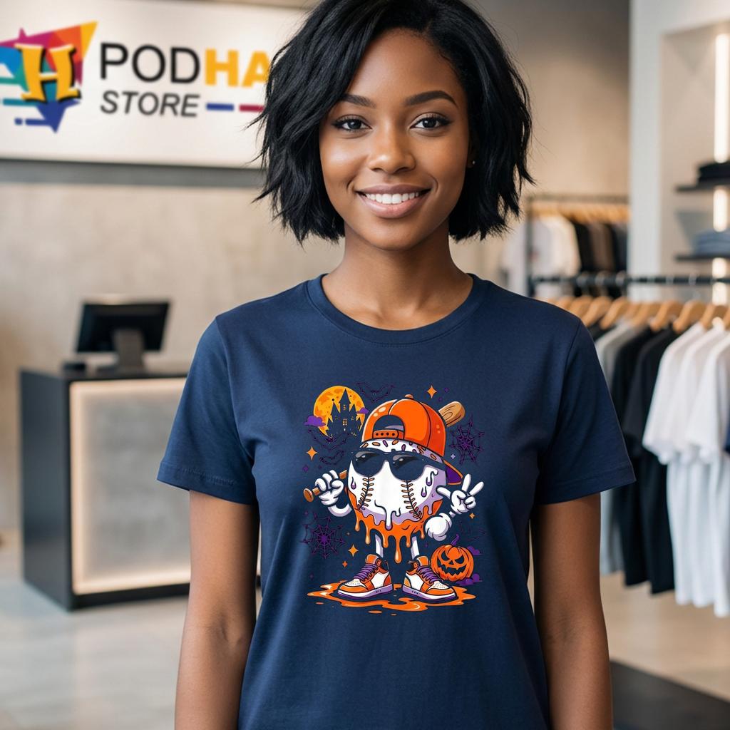 Baseball Ice Cream Drip Boys Tee Funny Halloween Sports Apparel Baseball Ice Cream Drip Boys Tee Funny Halloween Sports Apparel
