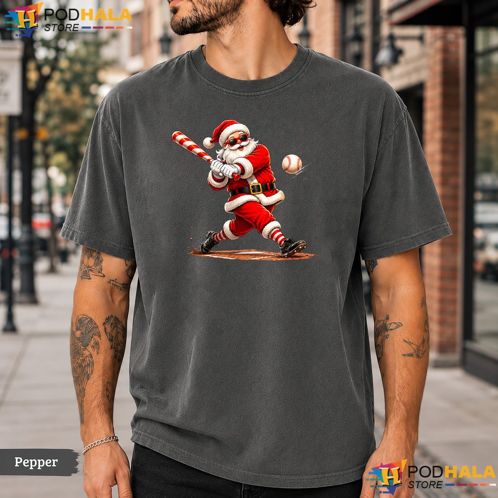 Baseball Santa Hat July Comfort Colors T-Shirt Funny Summer Christmas Top