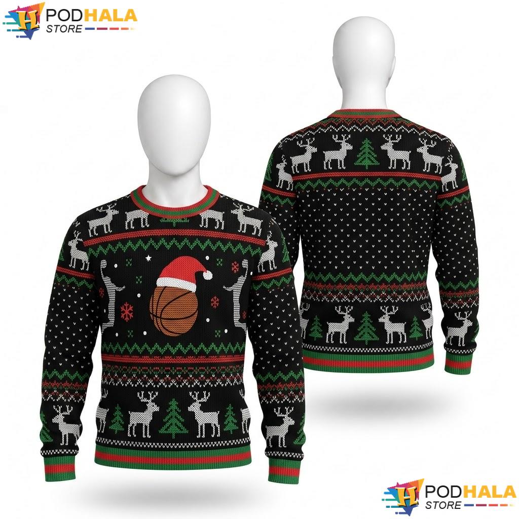 Basketball Funny Ugly Christmas Sweater Xmas Festive Holiday Top