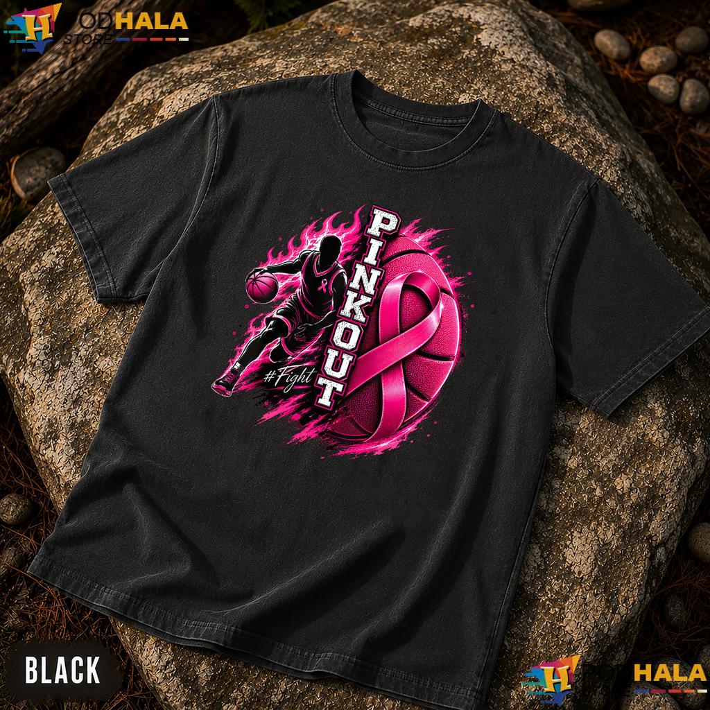 Basketball Pink Out Mens Comfort Colors TShirt Breast Cancer Women