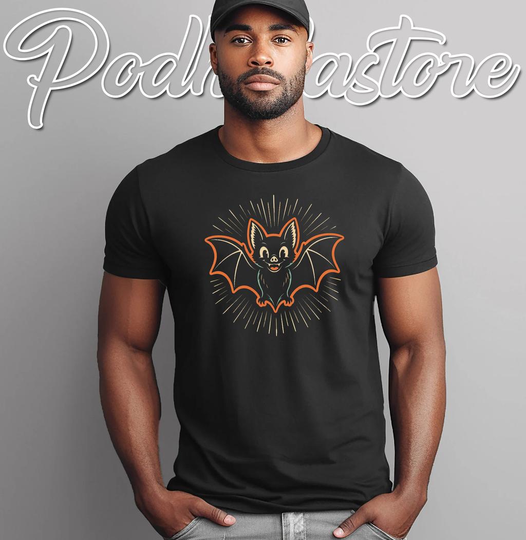 Bat Retro Spooky Season Vintage Halloween T-Shirt Cute Graphic Outfit