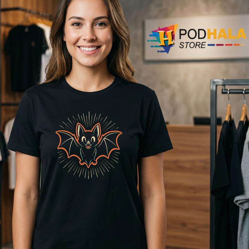 Bat Retro Spooky Season Vintage Halloween Tee Cute Graphic Outfit Bat Retro Spooky Season Vintage Halloween Tee Cute Graphic Outfit