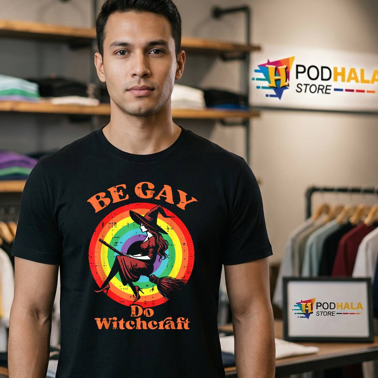Be Gay Do Witchcraft Pride Month Shirt LGBTQ Ally Lesbian Graphic Mens