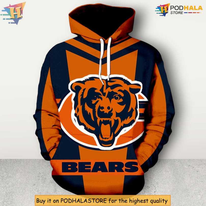 Bear Face Classic Logos Design Chicago Bears Hoodie 3D NFL Heritage Look