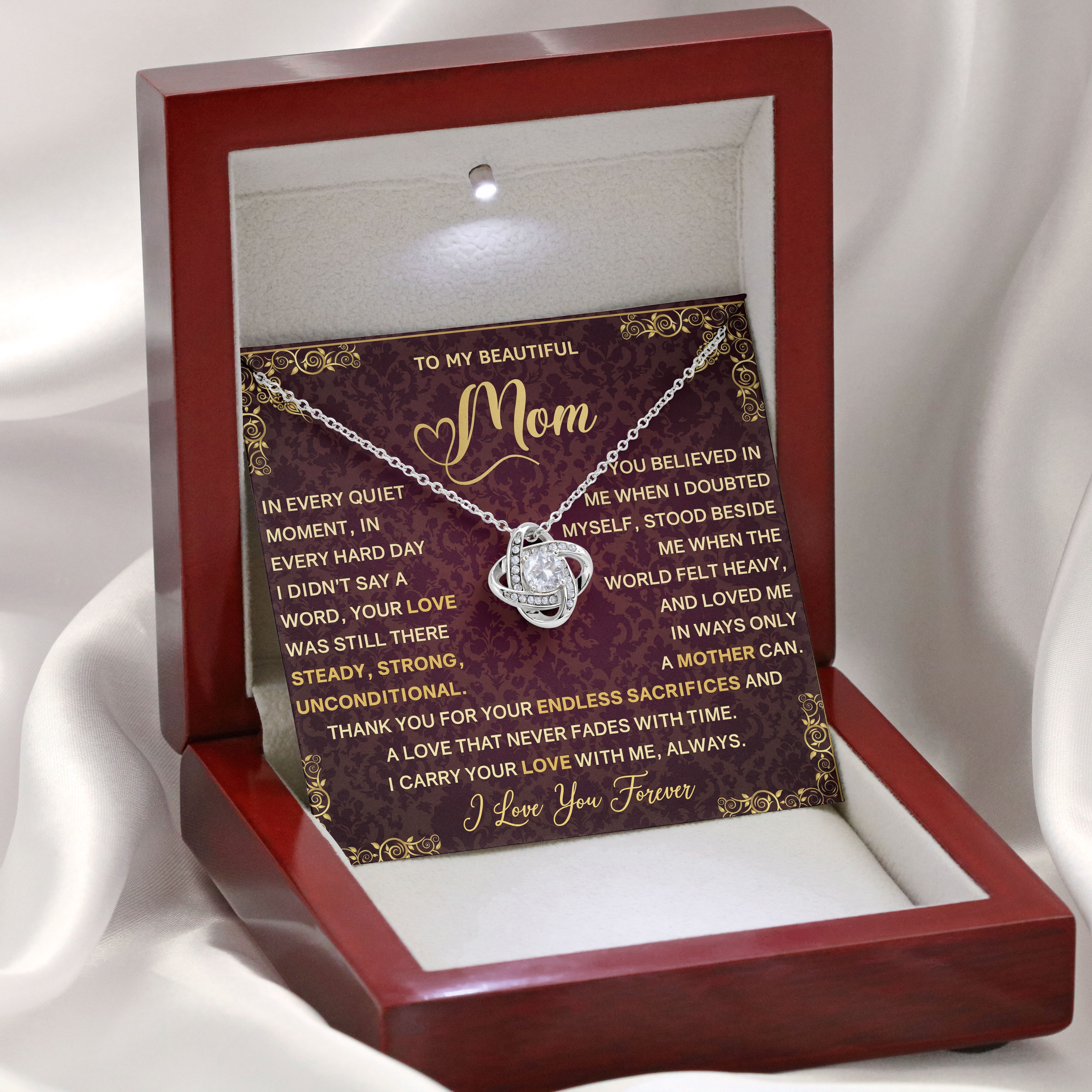 Beautiful Mom Message Card Necklace - Gift For Mom - Anniversary Gift 2026