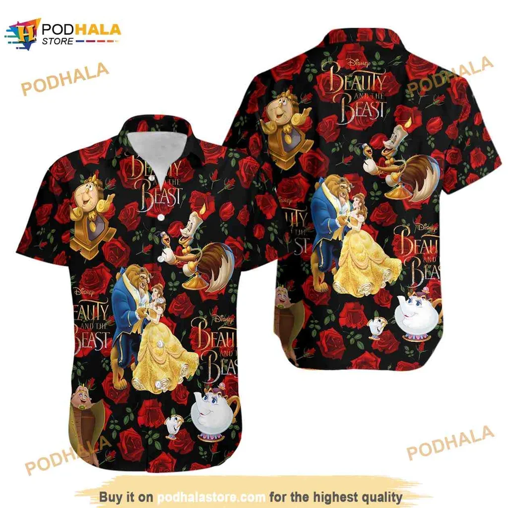 Beauty And The Beast Hawaiian Shirt Featuring Belle And The Beast