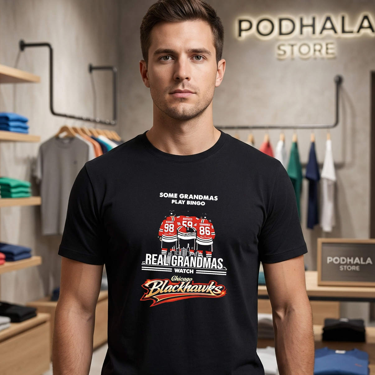 Bedard Bertuzzi Teravainen Grandmas Shirt Chicago Blackhawks Fan Graphic