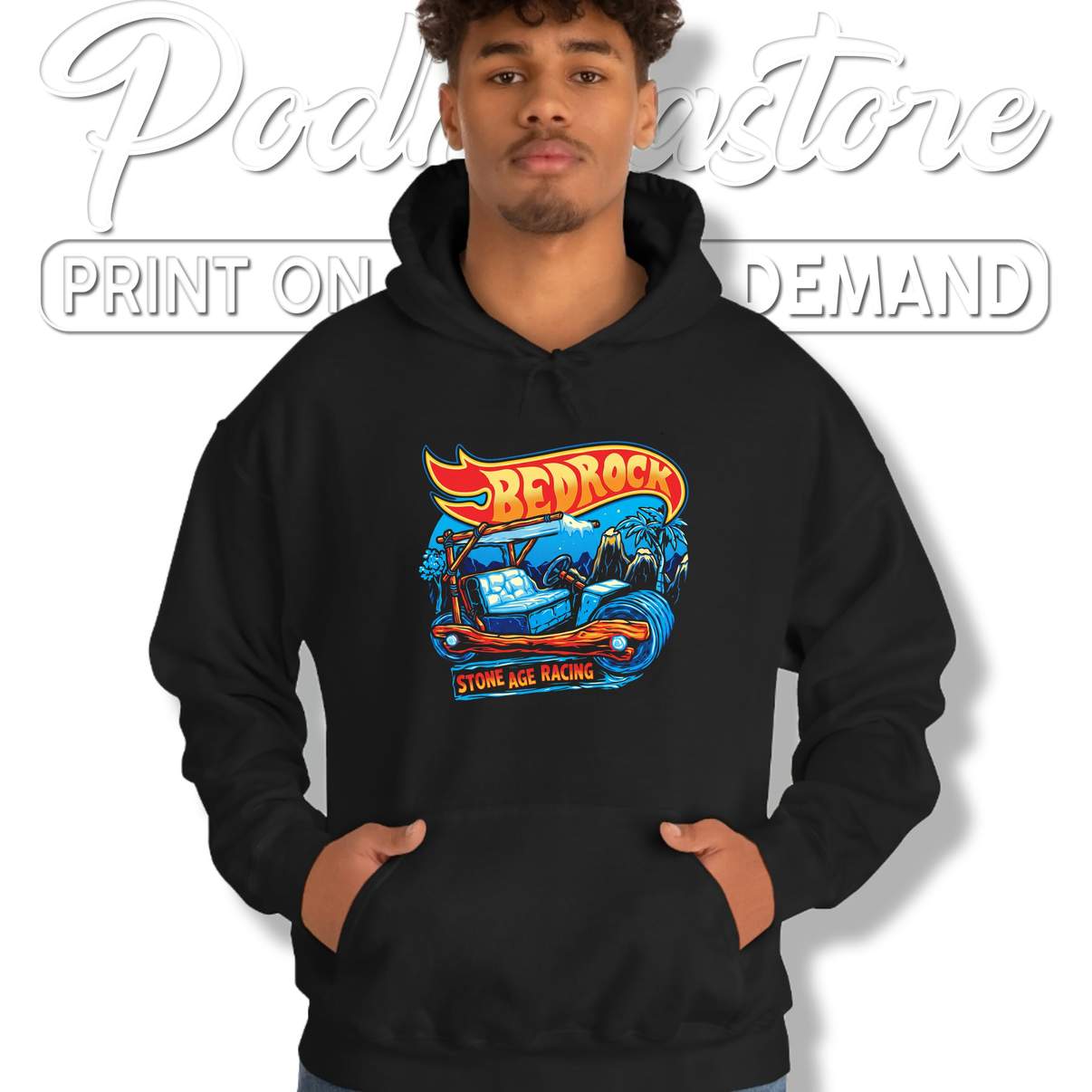 Bedrock Stone Age Racing Tee Retro Cartoon Motorsport Graphic For Mens Bedrock Stone Age Racing Tee Retro Cartoon Motorsport Graphic For Mens
